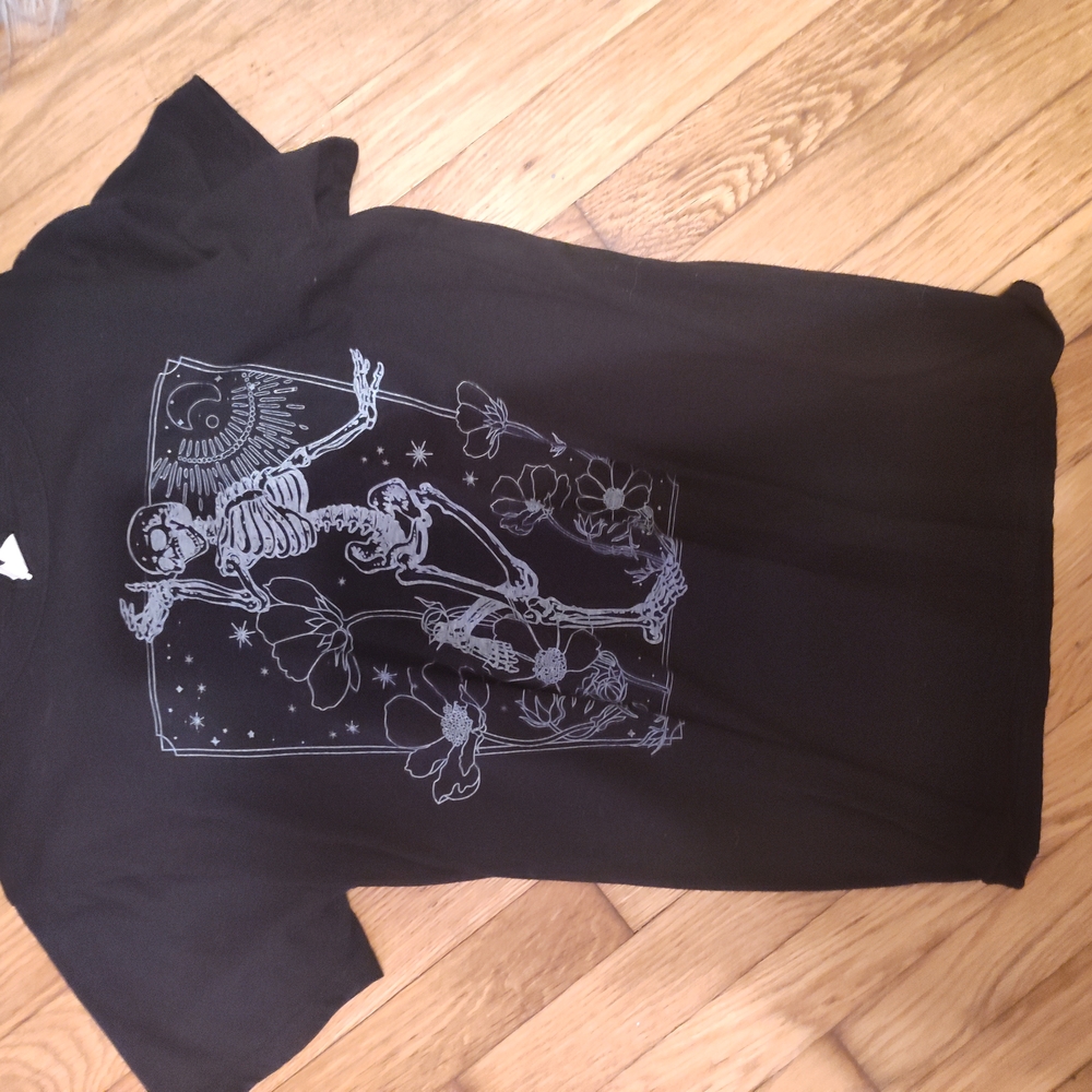 Black Graphic Tee with Skeleton Design